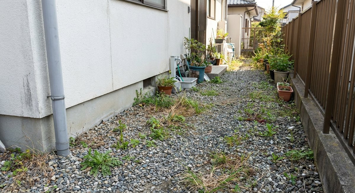 施工前：砂利敷きの庭